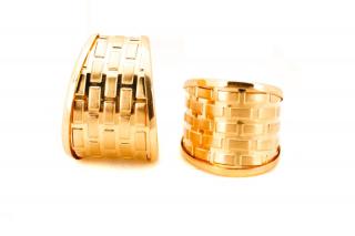 Appraisal: k Yellow Gold Brick Motif Half A pair of k