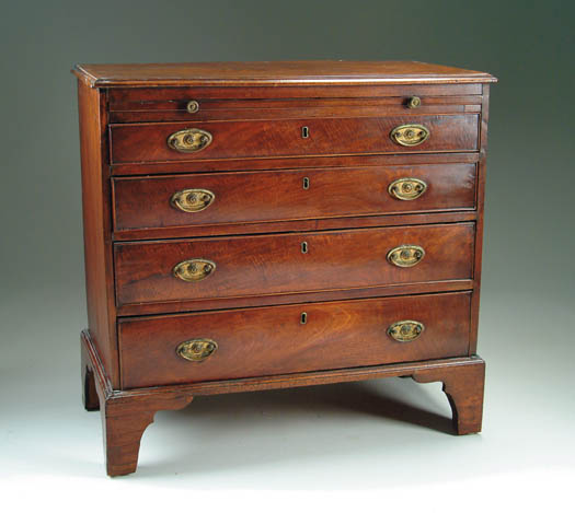 Appraisal: GEORGE III MAHOGANY GRADUATED CHEST OF DRAWERS Molded top with