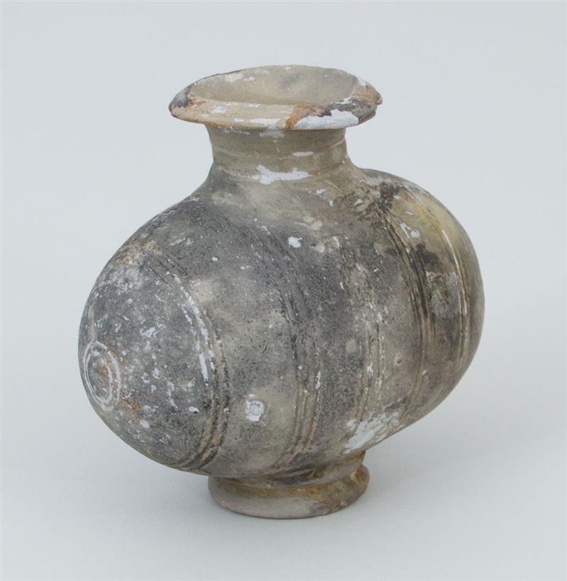 Appraisal: Chinese Archaic Grey Pottery Cocoon Vase x in Estimate -