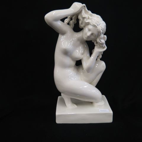 Appraisal: Icaros Pottery Figurine of a Nude deco style kneeling woman