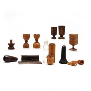 Appraisal: Twelve Various Woden Medical Accessories to include tonic cups a