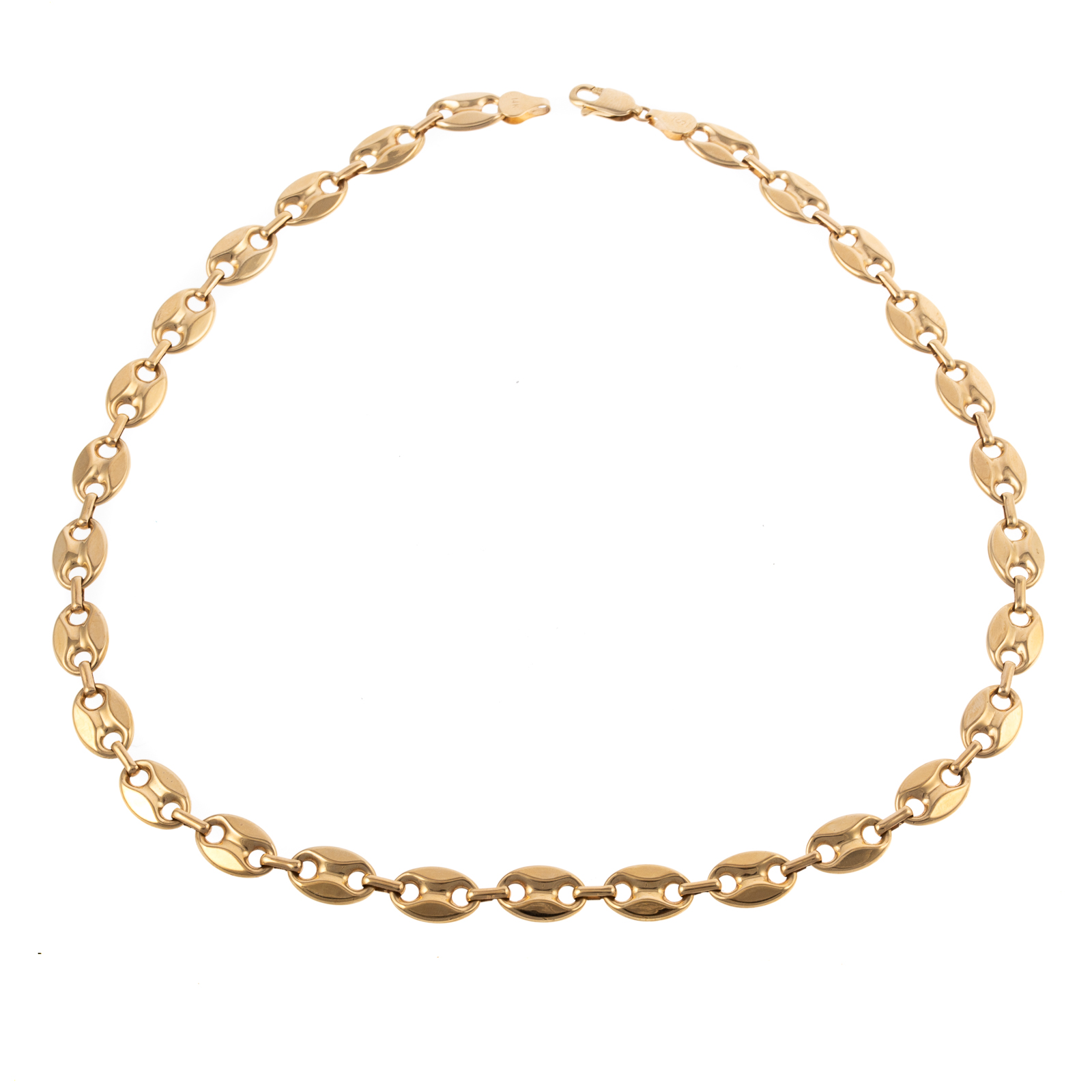 Appraisal: AN ANCHOR-LINK NECKLACE IN K K yellow gold anchor link