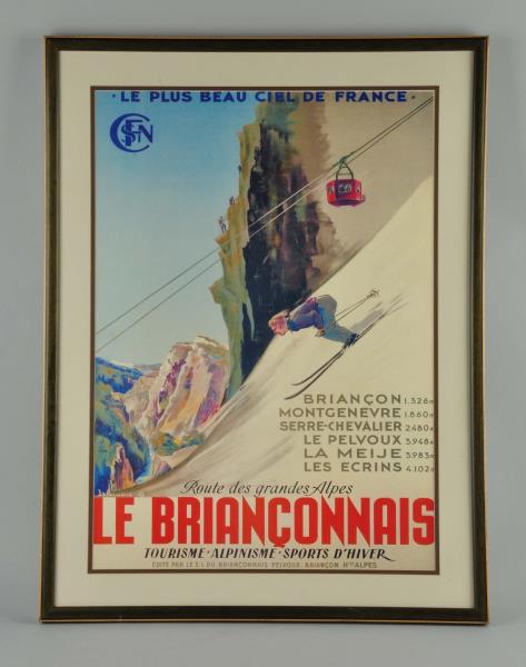 Appraisal: 's French Le Brianconnais Skiing Poster Framed This French travel