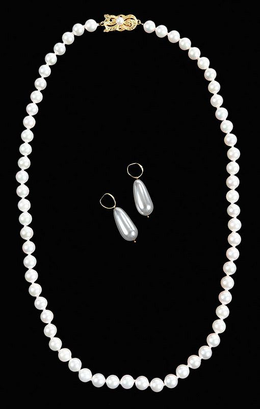 Appraisal: Mikimoto kt Pearl Necklace Faux Pearl Drops necklace knotted cultured