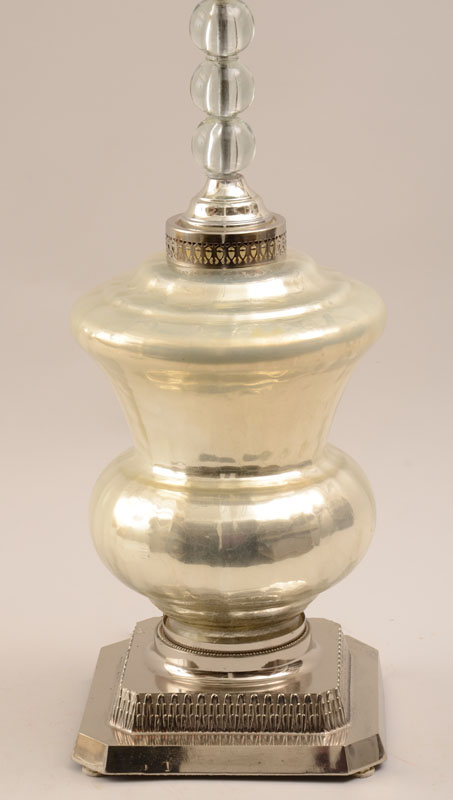 Appraisal: Neoclassical Style Mercury Glass Urn-Form Lamp With ball stem on