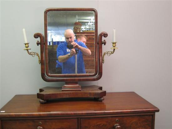 Appraisal: th century mahogany framed rectangular dressing table mirror the mirror