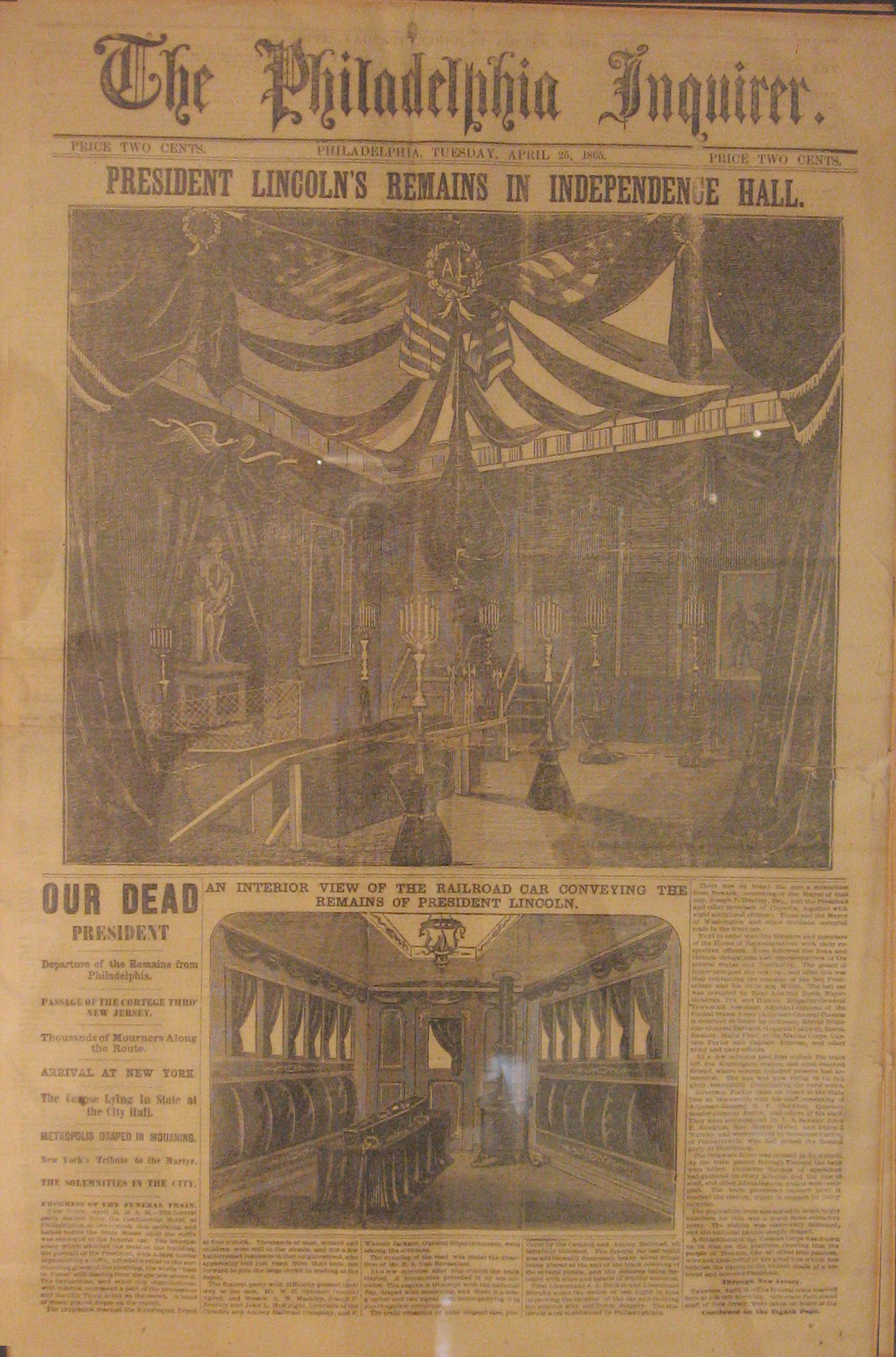 Appraisal: piece Abraham Lincoln American Newspaper The Philadelphia Inquirer April President