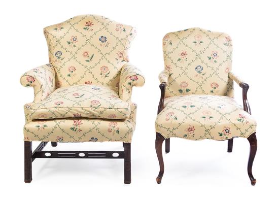 Appraisal: Sale Lot Two Associated Georgian Style Armchairs comprising a Chinese