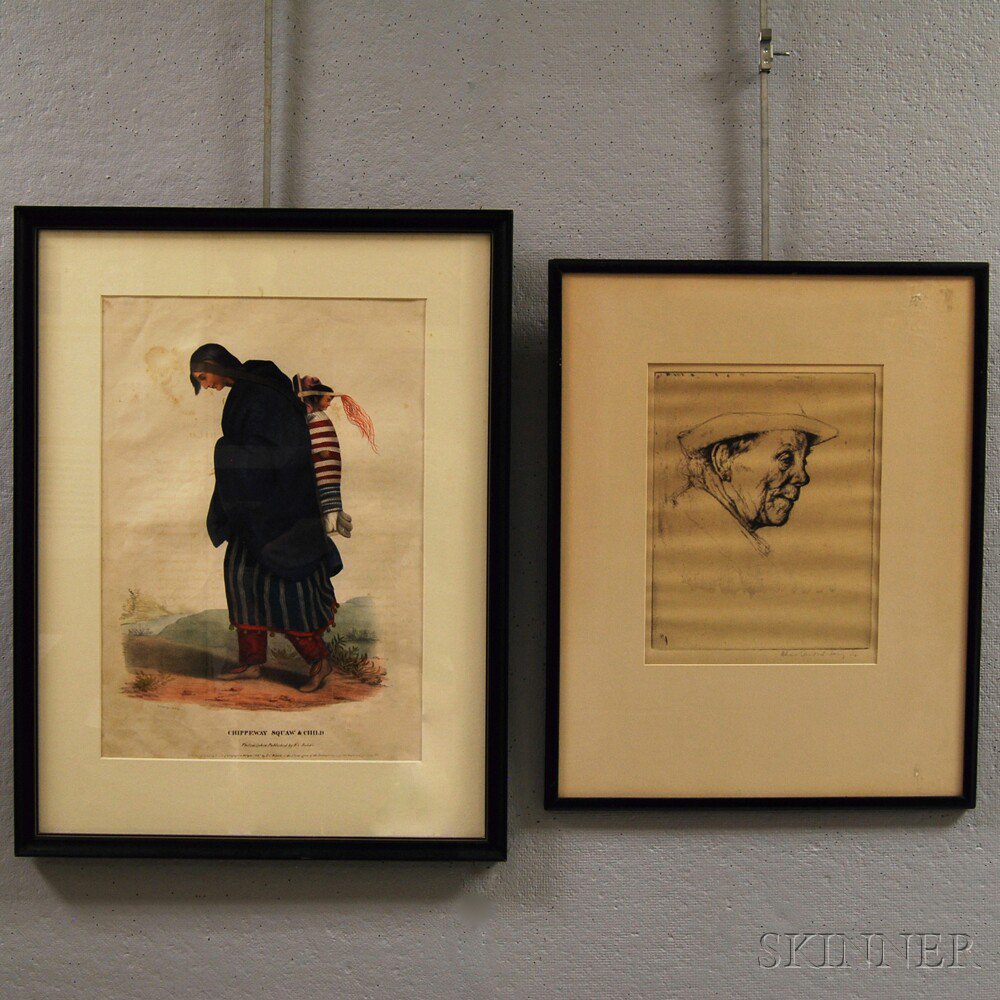 Appraisal: Framed Lithograph Chippeway Squaw and Child by E C Biddle