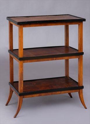 Appraisal: BIEDERMEIER FRUITWOOD THREE-TIER ETAGERE Each retangular tier with applied ebonized