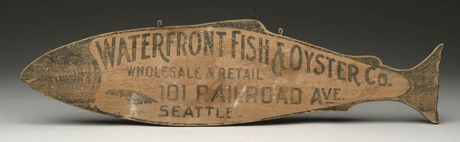 Appraisal: SMALL WOOD CUT OUT FISH OYSTER TRADE SIGN In the