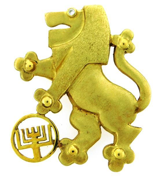 Appraisal: JEWELRY K stamped Lion of Judah Jewish Federation pin with