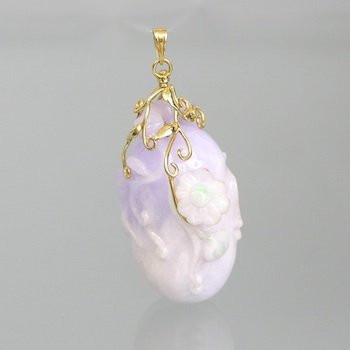 Appraisal: A Carved Lavender Jadeite Pendant with k Gold Bail k