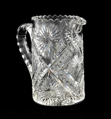 Appraisal: A Brilliant Cut Glass Pitcher Deeply cut heavy glass pitcher