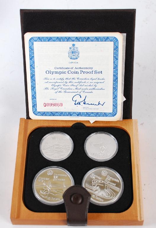 Appraisal: MONTREAL OLYMPIC FOUR SILVER COIN PROOF SET comprising two ten