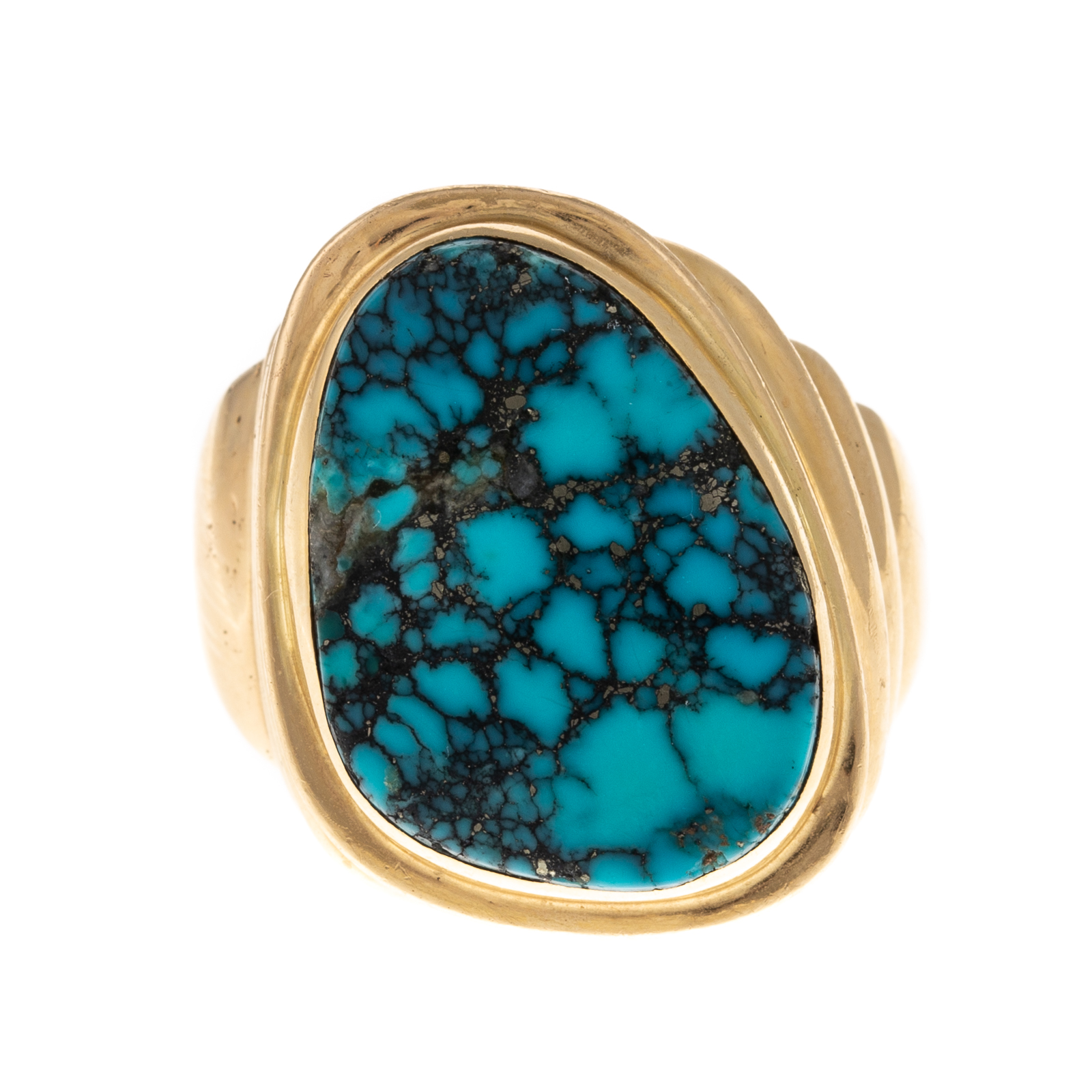 Appraisal: A K YELLOW GOLD TURQUOISE RING K yellow gold ring