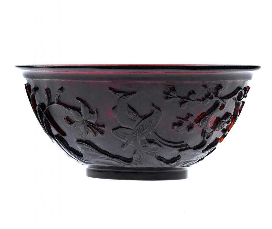 Appraisal: A BEIJING RUBY RED GLASS BOWL of hemispherical form with