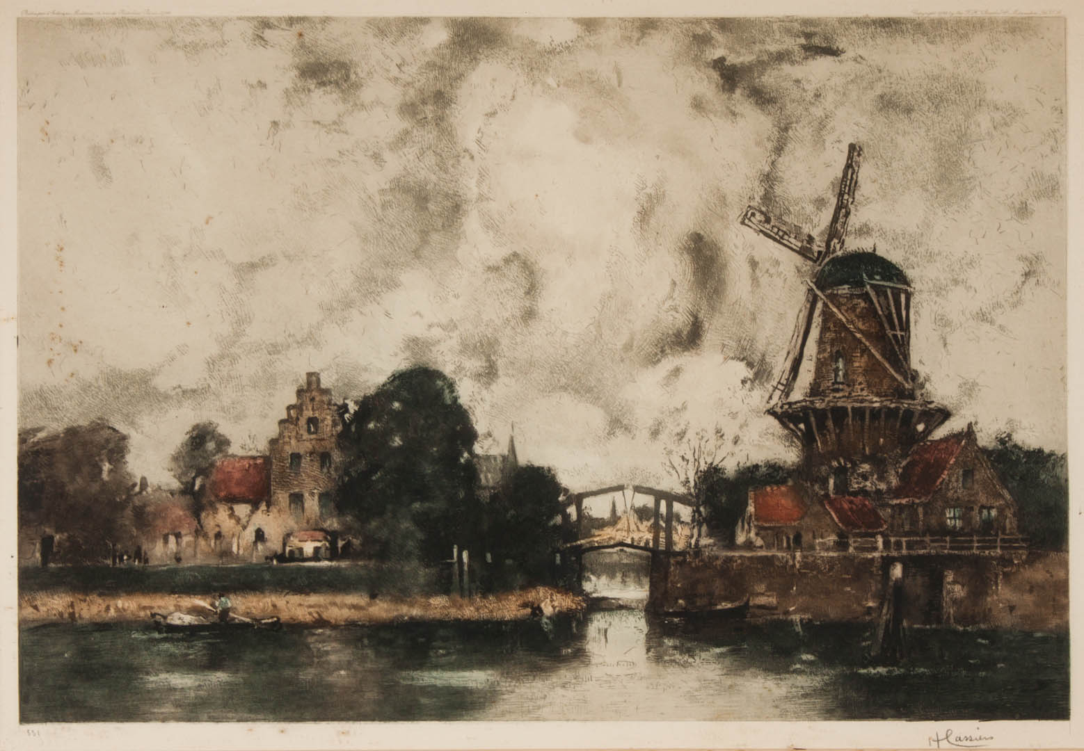 Appraisal: Hendrick Cassiers Canal Scene etching Dutch - etching and aquatint