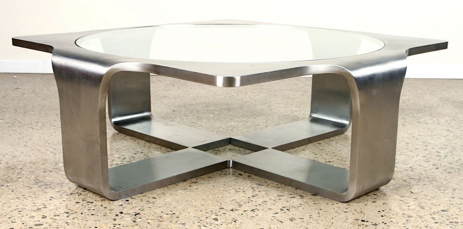 Appraisal: CUSTOM STEEL GLASS TABLE GEOFFREY BRADFIELD A custom designed heavy