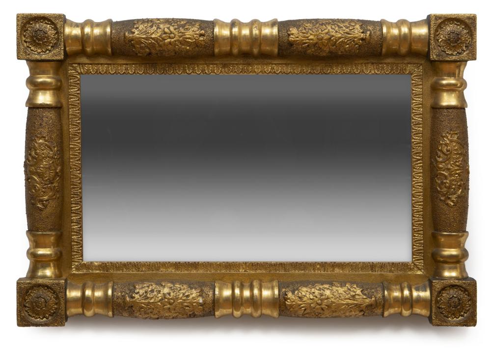 Appraisal: American Classical Giltwood Mirror early th c rosette blocked corners