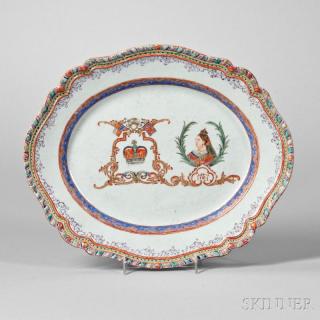 Appraisal: Polychrome Export Porcelain Platter China the molded and shaped rim