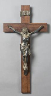 Appraisal: Large Silverplated Crucifix early th c on a r Large