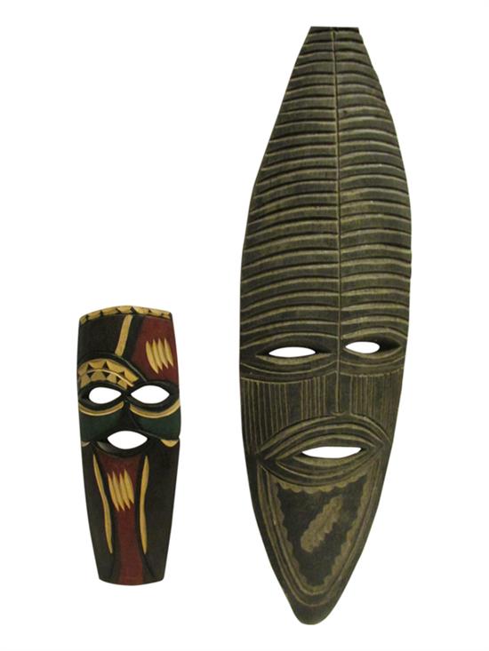 Appraisal: Sale Lot Two Carved Wood Masks each of elongated form