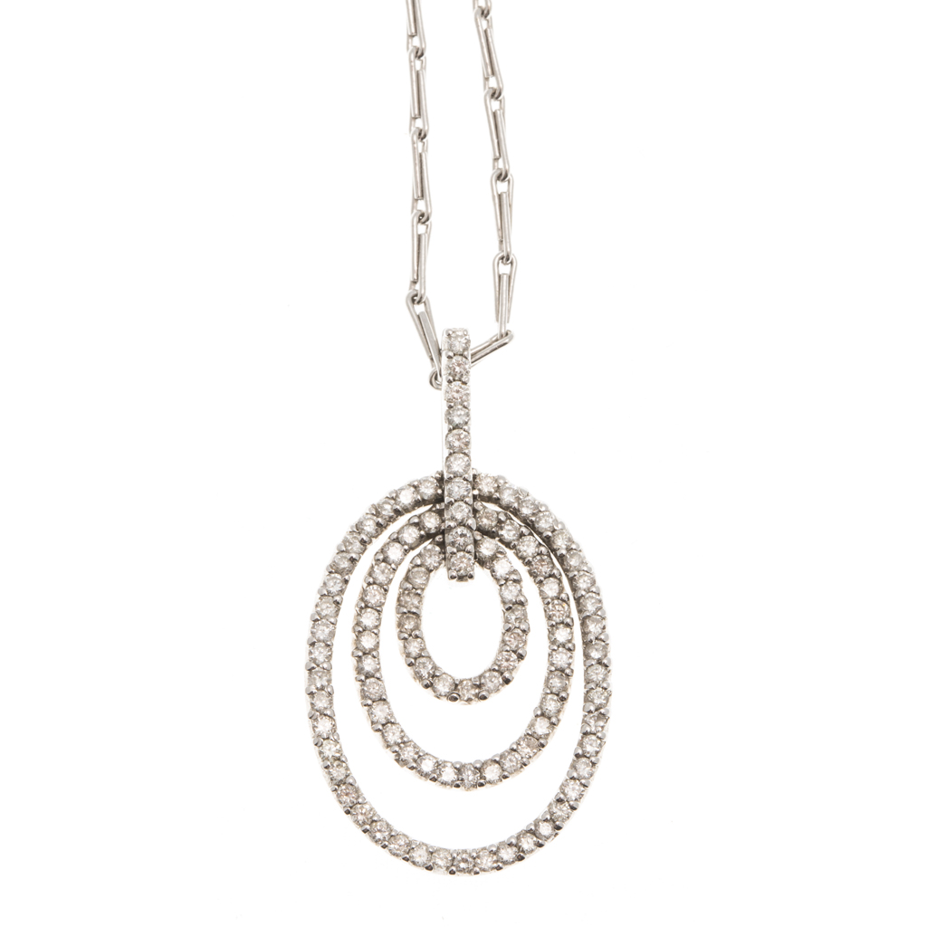 Appraisal: An ct white gold diamond set pendant composed of three