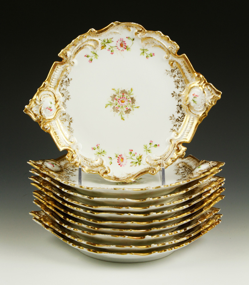 Appraisal: - Limoges Factory Decorated Dessert Set Limoges Factory decorated dessert