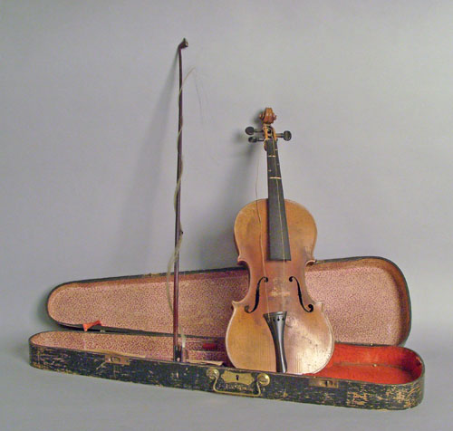 Appraisal: Cased violin bearing a fake Stradivarius label together with a