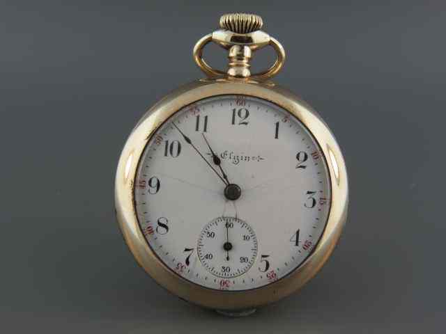 Appraisal: Elgin Pocketwatch openface fancy design on movement gold-filled case working