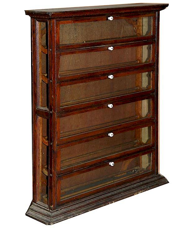 Appraisal: oak ribbon cabinet c a shelf country store oak ribbon