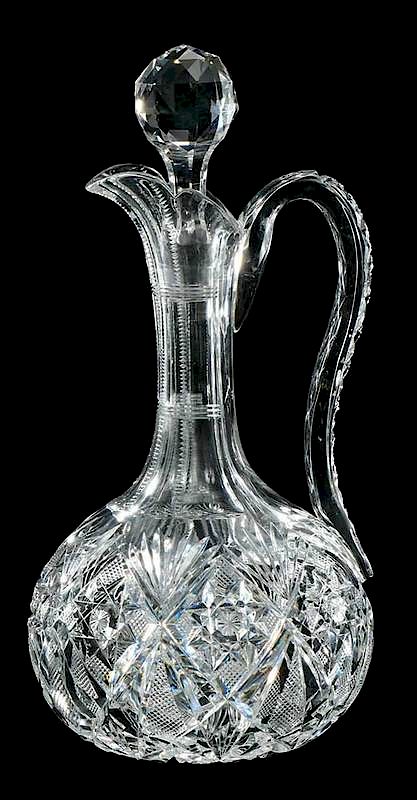 Appraisal: Cut Glass Dorflinger Decanter with handle in the Marlboro pattern