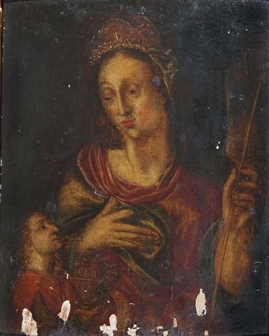 Appraisal: TH TH CENTURY SCHOOL - Portrait of a female Saint