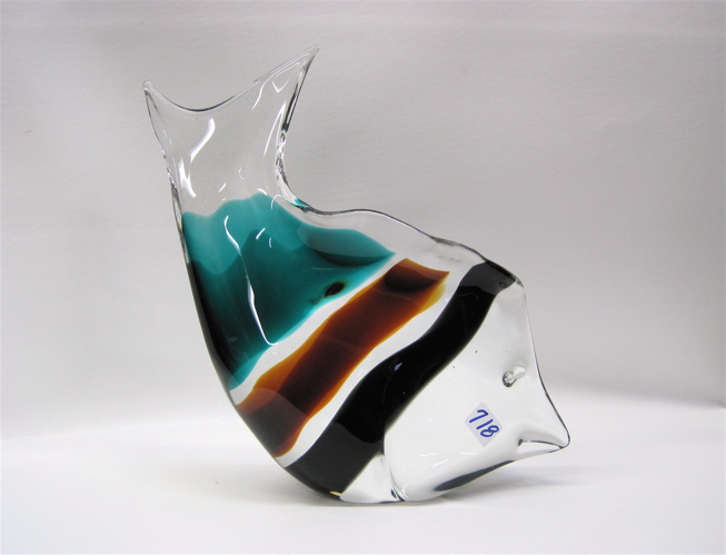 Appraisal: MURANO ART GLASS SIGNED FISH having black rust and green