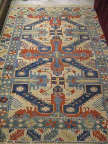 Appraisal: Persian Handmade Rug very tightly woven geometric designs ivory field