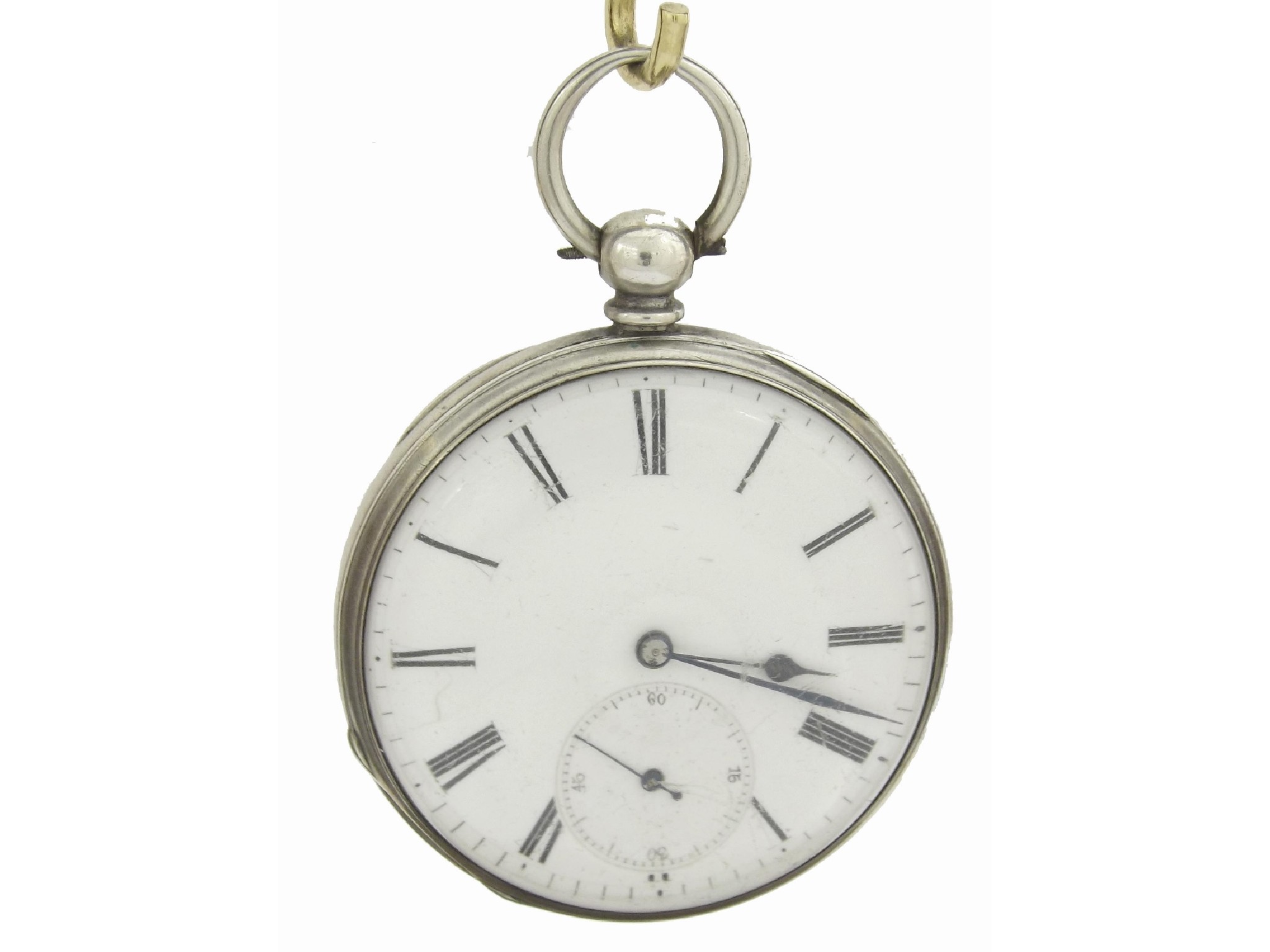 Appraisal: Swiss silver cylinder engine turned pocket watch frosted nickel bar