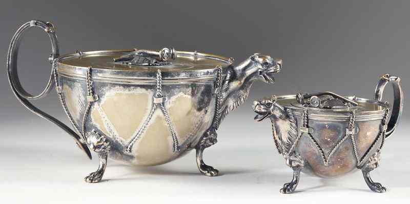 Appraisal: English Silverplate Teapot and Cream Jugmid th century each in