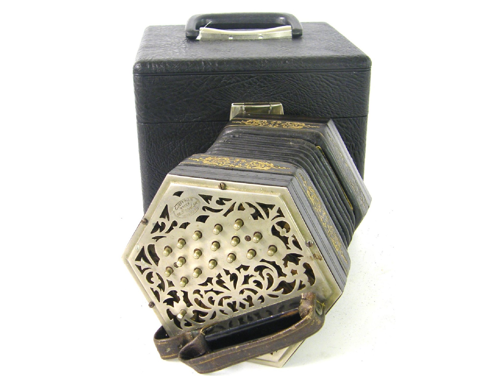 Appraisal: Good Jeffries three row Anglo concertina circa F C pitch