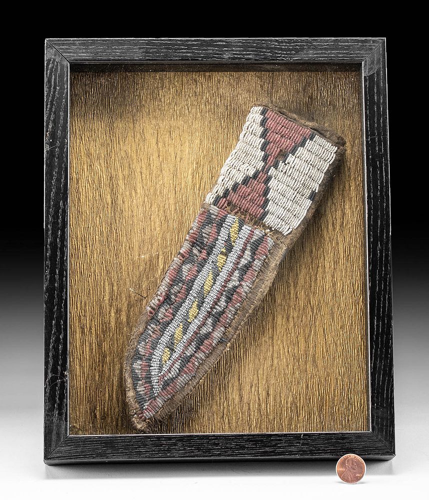 Appraisal: th C Native American Sioux Beaded Hide Sheath First Time