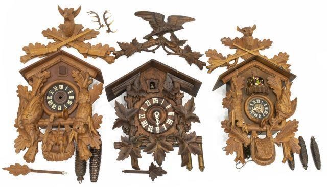 Appraisal: lot of Vintage German carved cuckoo clocks mid th c