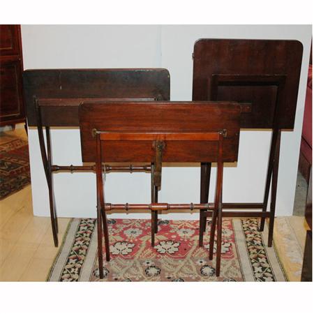 Appraisal: Group of Three Mahogany Folding Tray Tables Estimate -