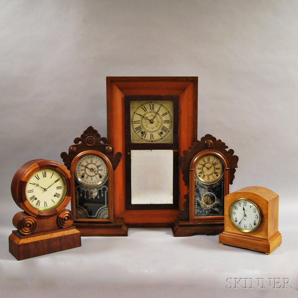 Appraisal: Five American Shelf Clocks Connecticut and New York a Smith