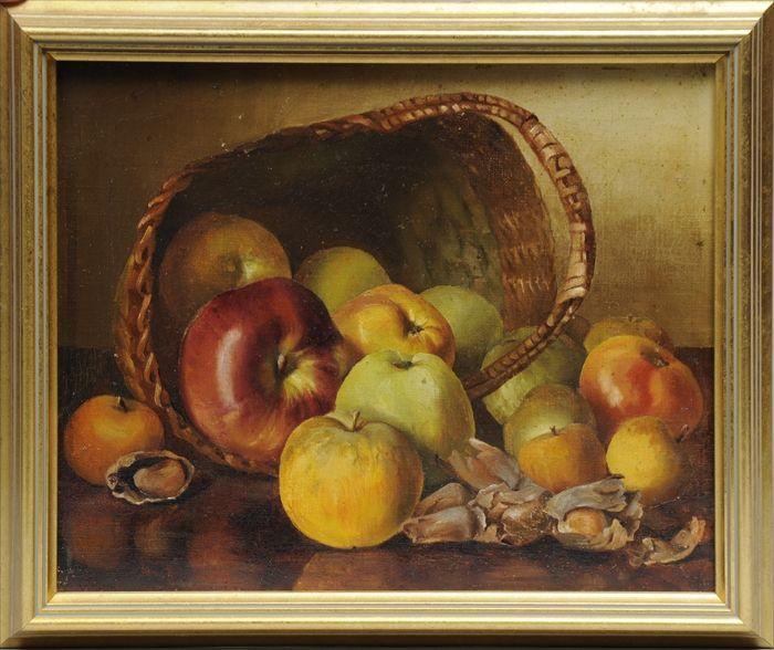 Appraisal: AMERICAN SCHOOL STILL LIFE WITH APPLES Oil on canvas x