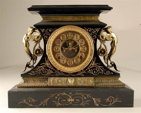 Appraisal: Ansonia Belgium Clock enameled cast-iron case day time and strike