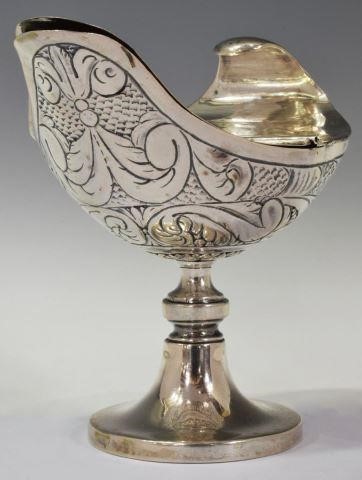 Appraisal: Spanish Colonial style silver content unknown spoon warmer navette-form bowl