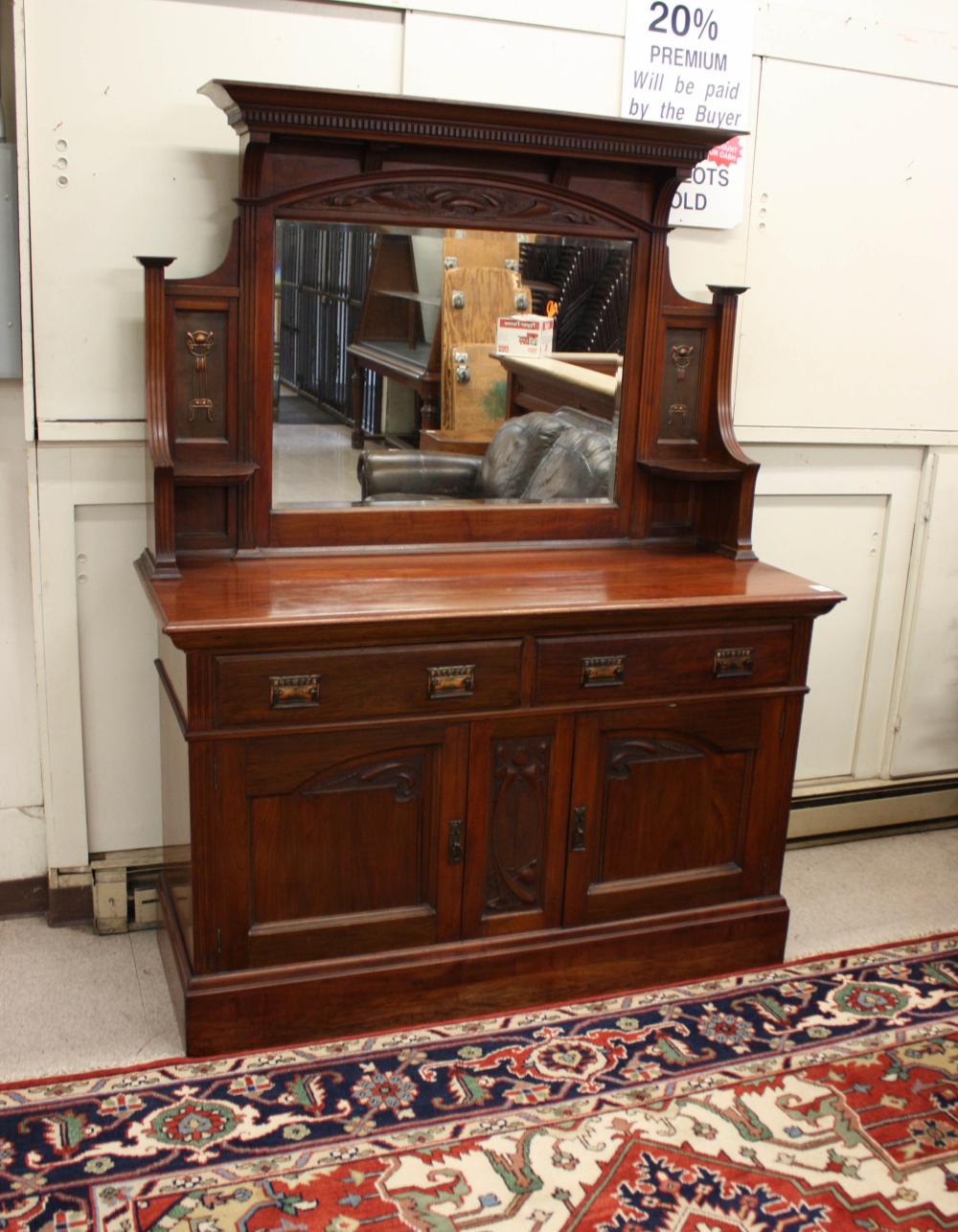 Appraisal: VICTORIAN ART NOUVEAU TRANSITIONAL WALNUT SIDEBOARD English c H x