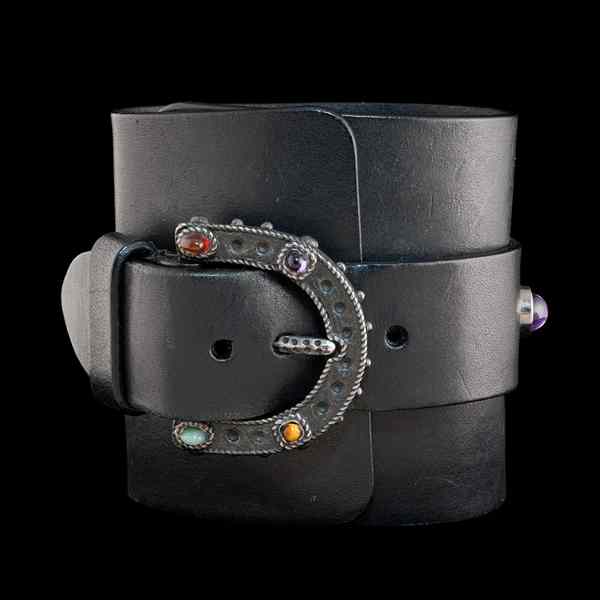 Appraisal: Valentino Leather Cuff Vintage Valentino leather cuff bracelet having grey