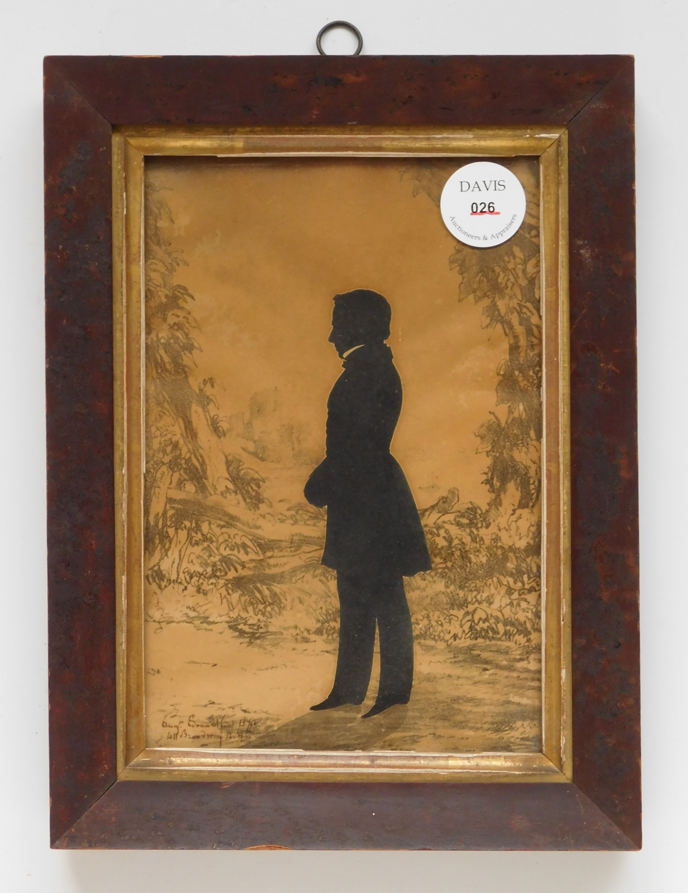 Appraisal: th c August Edouart silhouette of a Standing Man- cut