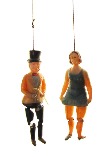 Appraisal: Two Clockwork Celluloid Circus Figures the ringmaster with top hat